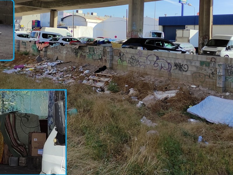 Personas malviven en el foco de infección del solar ubicado bajo el puente del&nbsp;Mediterráneo